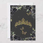Black Floral Watercolor Gold Butterfly Quinceanera Einladung (Rückseite)