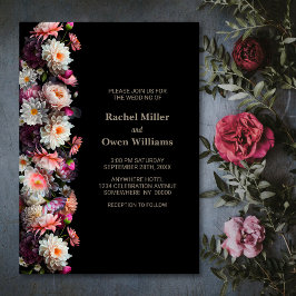 Black Floral Wedding Einladung