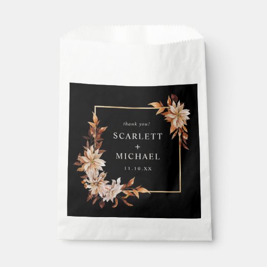 Black Floral Wedding Geschenktütchen (Vorderseite)