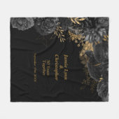 Black Floral Wedding Jubiläum Fleece Blanket (Vorderseite (Horizontal))