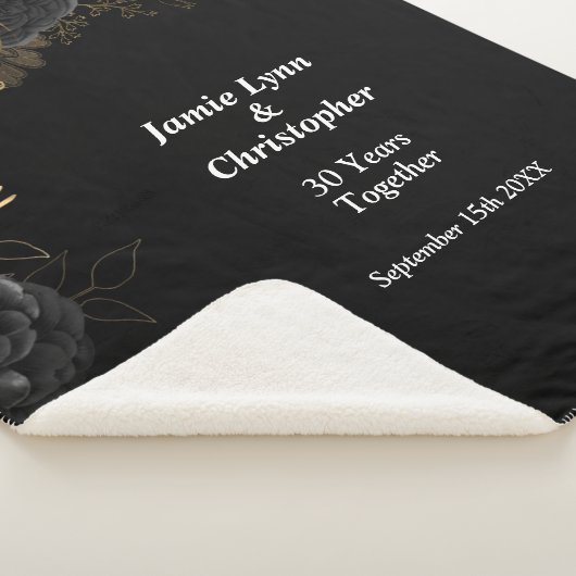 Black Floral Wedding Jubiläum Sherpa Blanket Sherpadecke (3/4)
