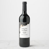 Black Floral Wedding Jubiläum Weinsiegel Weinetikett (Vorderseite)