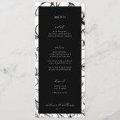 Black Floral Wedding Menü und vielen Dank Menükarte (Vorderseite)