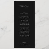 Black Floral Wedding Menü und vielen Dank Menükarte (Rückseite)