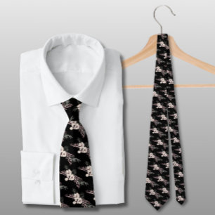 Black Floral Wedding Neck Tie Krawatte