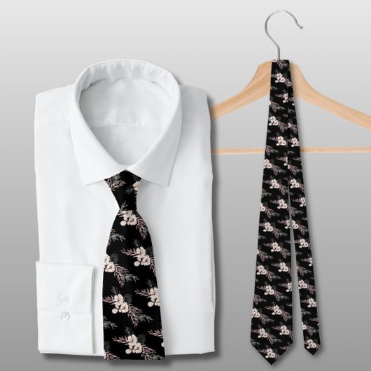 Black Floral Wedding Neck Tie Krawatte