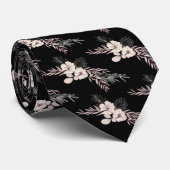 Black Floral Wedding Neck Tie Krawatte (Gerollt)