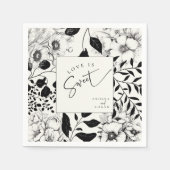 Black Floral Wedding Serviette (Vorderseite)