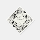 Black Floral Wedding Serviette (Ecke)