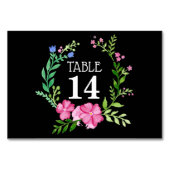 Black Floral Wedding Tischnummer Card (Rückseite)