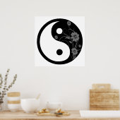Black Floral Yin Yang Symbol Poster (Küche)