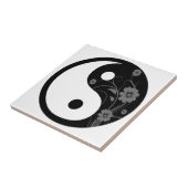 Black Floral Yin Yang Tile Fliese (Seite)