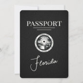 Black Florida Passport Hochzeitseinladung Einladung (Rückseite)