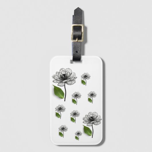 black flower gepäckanhänger (Vorderseite Vertikal)
