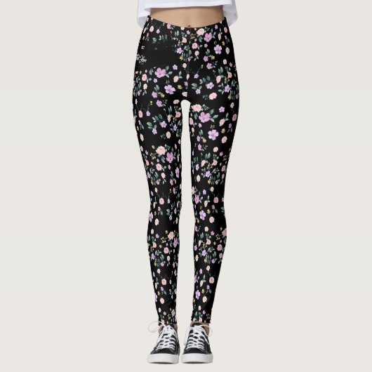 Black Flower Lady Leggings (Vorderseite)