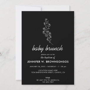 Black Flower Sommer Herbst Brunch Taufe Einladung