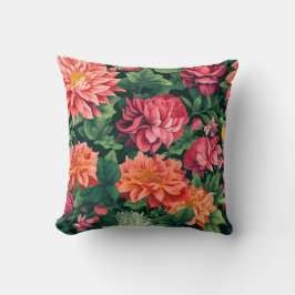 Black Flower vibrant and orange pink Kissen