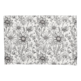 Black flowers drawing kissenbezug