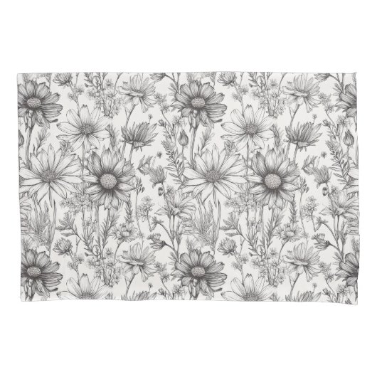 Black flowers drawing kissenbezug (Vorderseite)