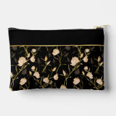 Black Flowers Pattern Pretty Girly Trendy Zubehörtasche (Rückseite)