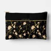 Black Flowers Pattern Pretty Girly Trendy Zubehörtasche (Vorderseite)