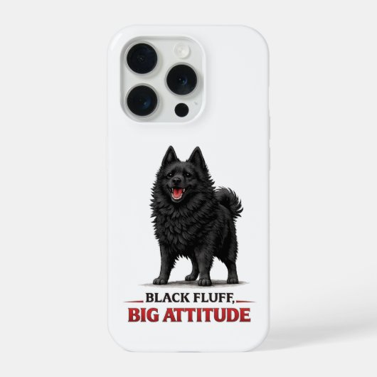 Black Fluff, große Attitüde Schipperke iPhone Hülle (Rückseite)