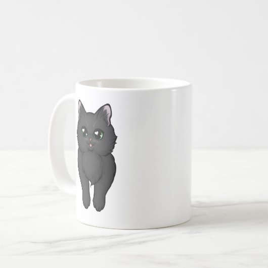 Black Fluffy Kitty Hintern Kaffeetasse (Vorderseite Links)