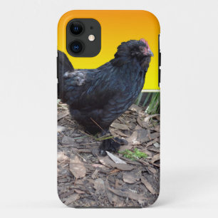 Black Fluffy Rooster Dimensional Art, iPhone 11 Hülle