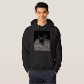 Black Fluffy Rooster Dimensional Art, Hoodie (Vorne ganz)