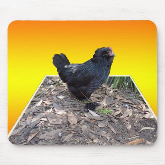 Black Fluffy Rooster Dimensional Art, Mousepad (Vorne)