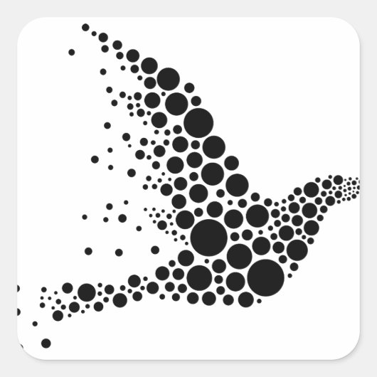 Black Flying Bird Quadratischer Aufkleber (Vorderseite)