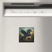 Black Flying Horse Sonnenblumenfantasie Magnet (In Situ (Geschirrspüler))