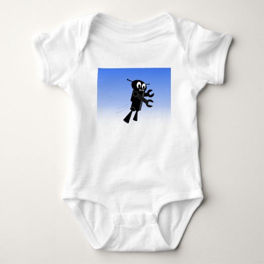 Black Flying Robot Blue Sky Hintergrund Baby Strampler (Vorderseite)