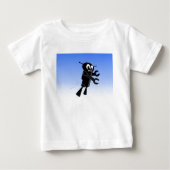 Black Flying Robot Blue Sky Hintergrund Baby T-shirt (Vorderseite)