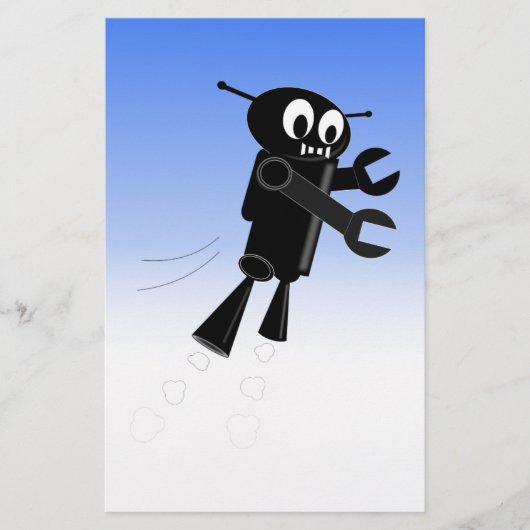 Black Flying Robot Blue Sky Hintergrund Briefpapier (Vorderseite)