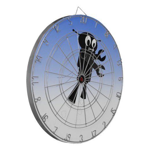 Black Flying Robot Blue Sky Hintergrund Dartscheibe (Vorderseite Links)