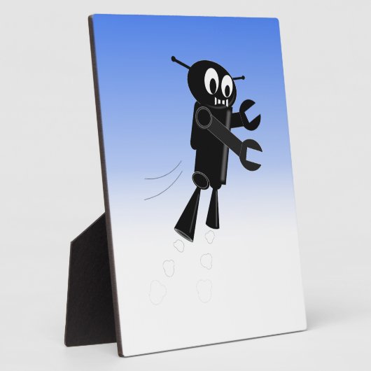 Black Flying Robot Blue Sky Hintergrund Fotoplatte (Seite)