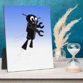 Black Flying Robot Blue Sky Hintergrund Fotoplatte (Seite)