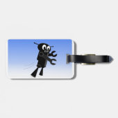 Black Flying Robot Blue Sky Hintergrund Gepäckanhänger (Rückseite horizontal)