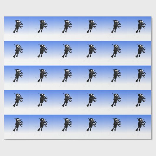 Black Flying Robot Blue Sky Hintergrund Geschenkpapier (Flach)