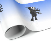 Black Flying Robot Blue Sky Hintergrund Geschenkpapier (Rolleneckpunkt)