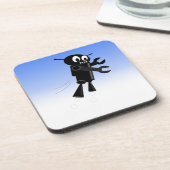 Black Flying Robot Blue Sky Hintergrund Getränkeuntersetzer (Linke Seite)