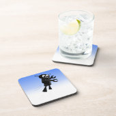 Black Flying Robot Blue Sky Hintergrund Getränkeuntersetzer (Rechte Seite)