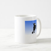 Black Flying Robot Blue Sky Hintergrund Kaffeetasse (VorderseiteRechts)