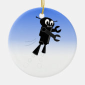Black Flying Robot Blue Sky Hintergrund Keramik Ornament (Vorne)