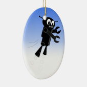 Black Flying Robot Blue Sky Hintergrund Keramikornament (Rechts)