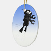 Black Flying Robot Blue Sky Hintergrund Keramikornament (Links)
