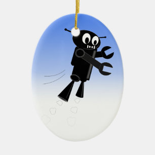 Black Flying Robot Blue Sky Hintergrund Keramikornament