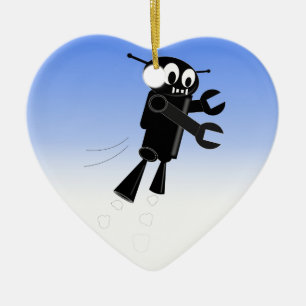 Black Flying Robot Blue Sky Hintergrund Keramikornament