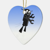 Black Flying Robot Blue Sky Hintergrund Keramikornament (Links)